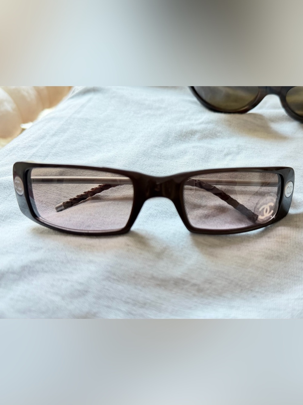 CHANEL Rectangular Black Sunglasses with Gradient Lenses